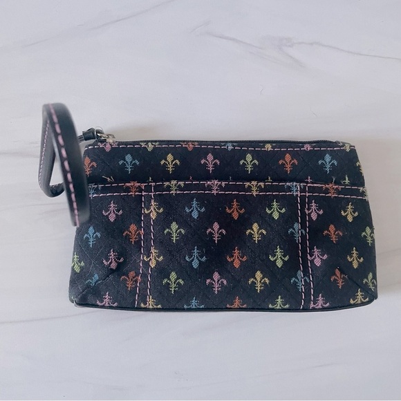 Crazy Horse x Liz Claiborne Fleur-de-lis Wristlet and Key Chain Set- Black - Picture 2 of 6